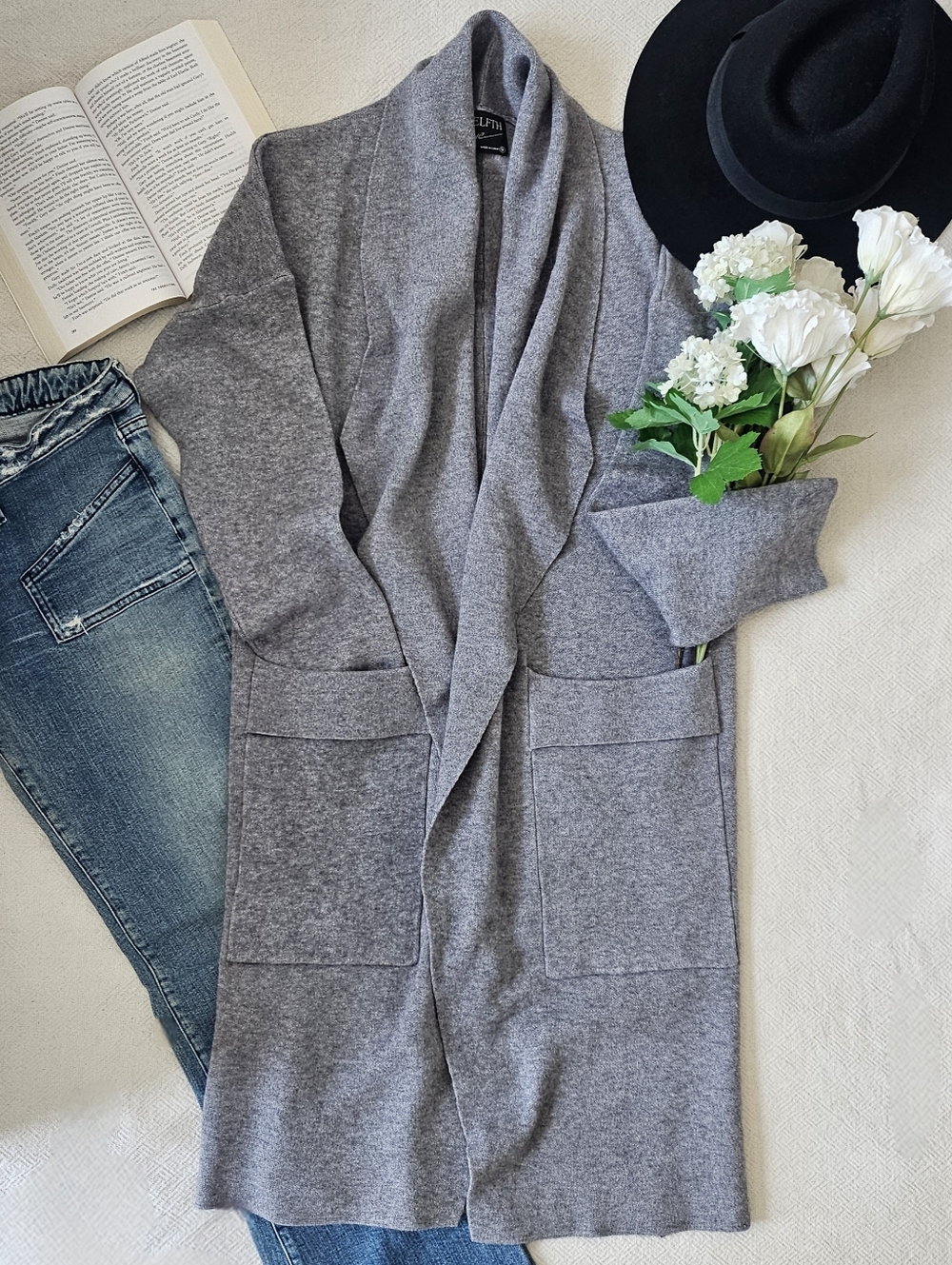 Longline Knit Duster Cardigan Gray / Like New (Twelfth Love) - Size M